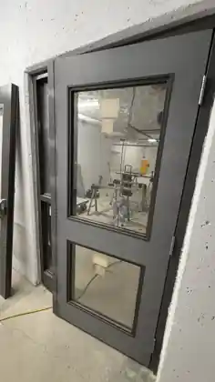 Steel door vision-panel and window work